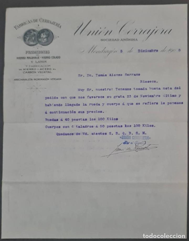 Commercial Letters: Uni&oacute;n Cerrajera S.A. Mondrag&oacute;n. Espa&ntilde;a 1908