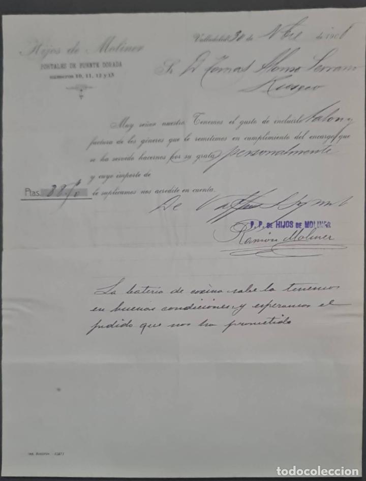 Commercial Letters: Hijos de Moliner. Almac&eacute;n de quincalla, loza y cristal. Valladolid. Espa&ntilde;a 1908