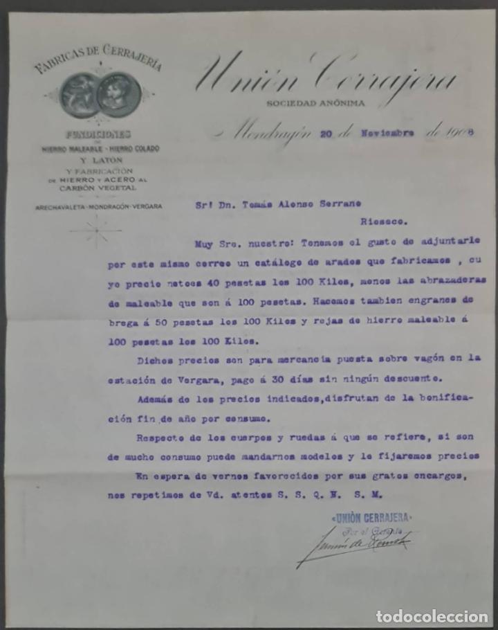 Commercial Letters: Uni&oacute;n Cerrajera S.A. Mondrag&oacute;n. Espa&ntilde;a 1908