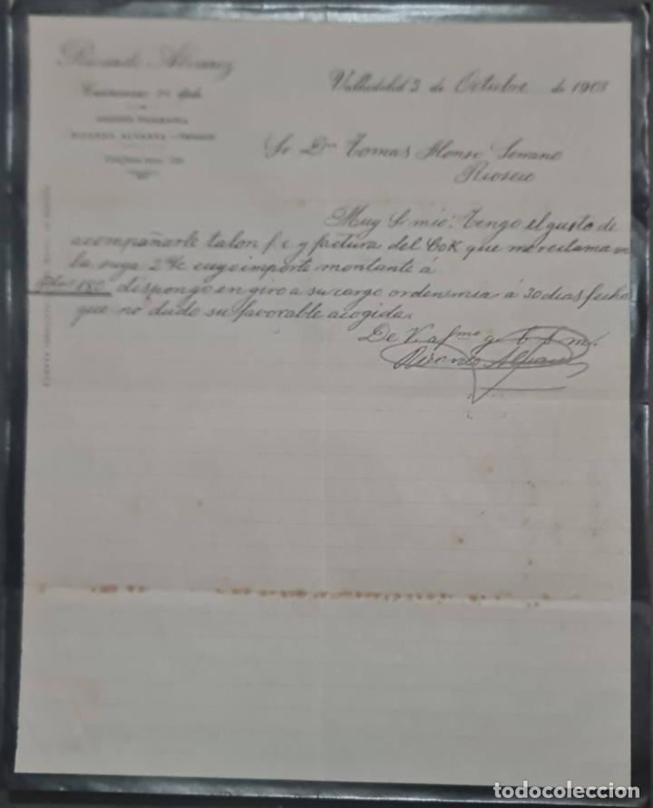 Cartas comerciales: Ricardo Alvarez. Valladolid. Espa&ntilde;a 1908 - Foto 1