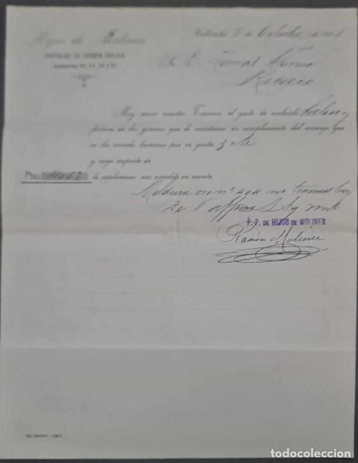 Commercial Letters: Hijos de Moliner. Almac&eacute;n de quincalla, loza y cristal. Valladolid. Espa&ntilde;a 1908