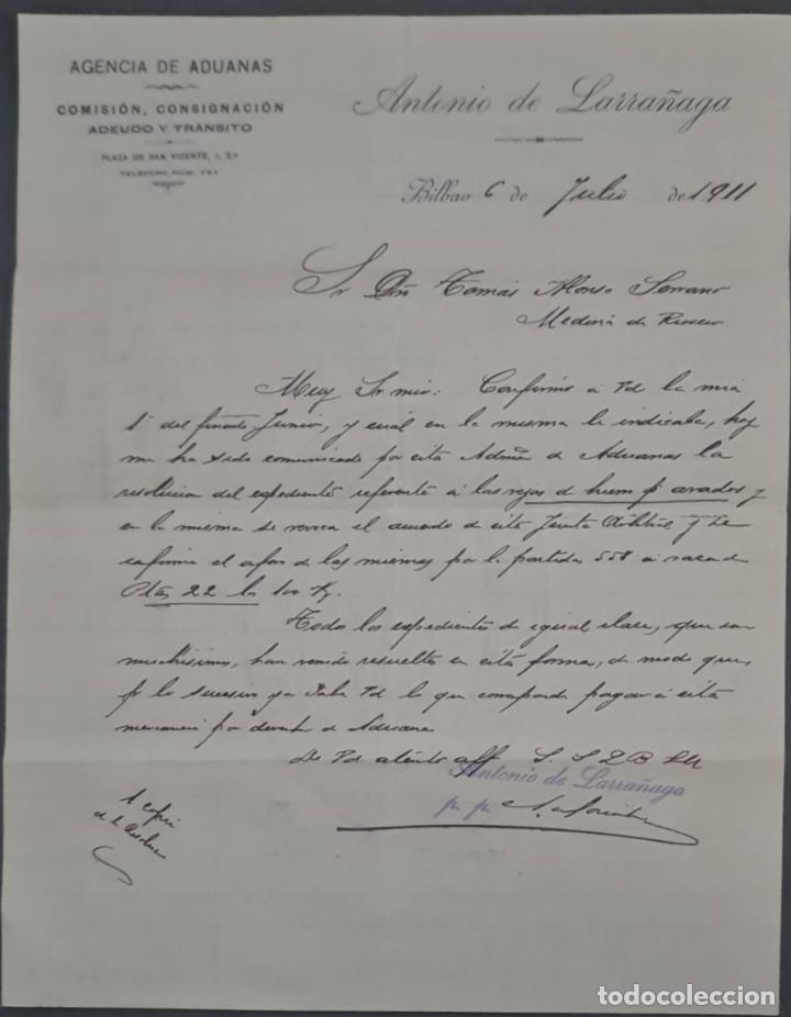 Commercial Letters: Antonio de Larra&ntilde;aga. Agencia de aduanas. Bilbao. Espa&ntilde;a 1911