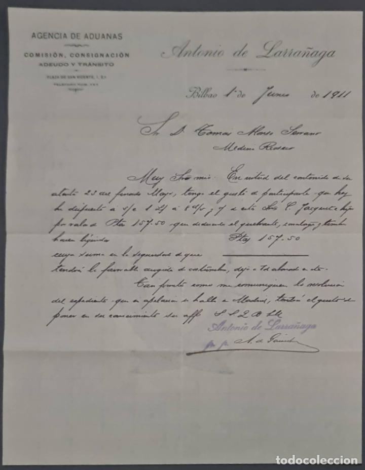 Commercial Letters: Antonio de Larra&ntilde;aga. Agencia de aduanas. Bilbao. Espa&ntilde;a 1911