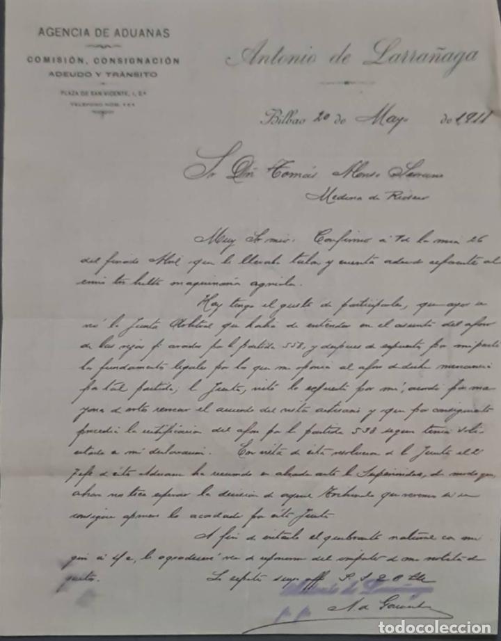Commercial Letters: Antonio de Larra&ntilde;aga. Agencia de aduanas. Bilbao. Espa&ntilde;a 1911