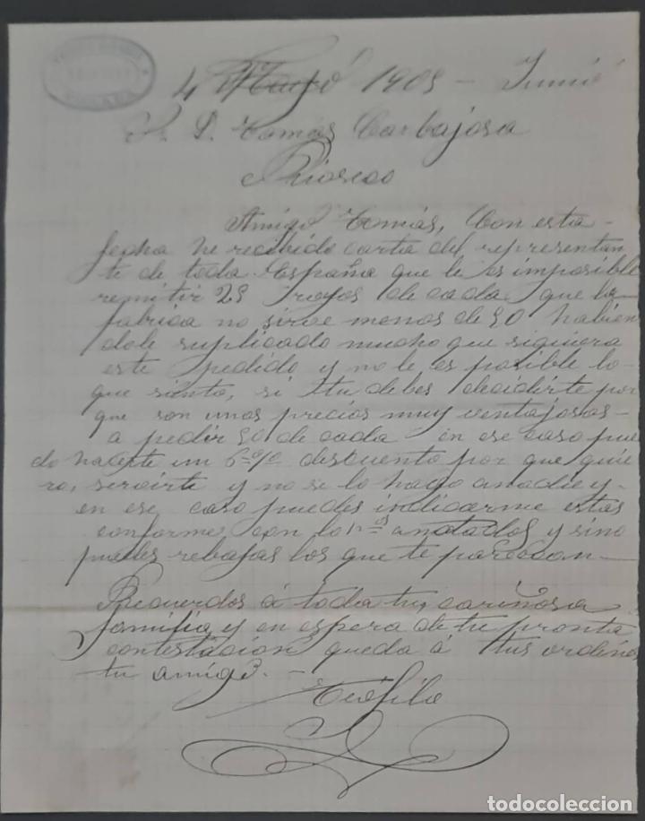 Commercial Letters: Te&oacute;filo Alvarez. Relojero. Villada. ESpa&ntilde;a 1905