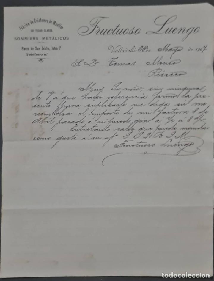 Commercial Letters: Fructuoso Luengo. F&aacute;brica de colchones de muelles. Valladolid. Espa&ntilde;a 1907