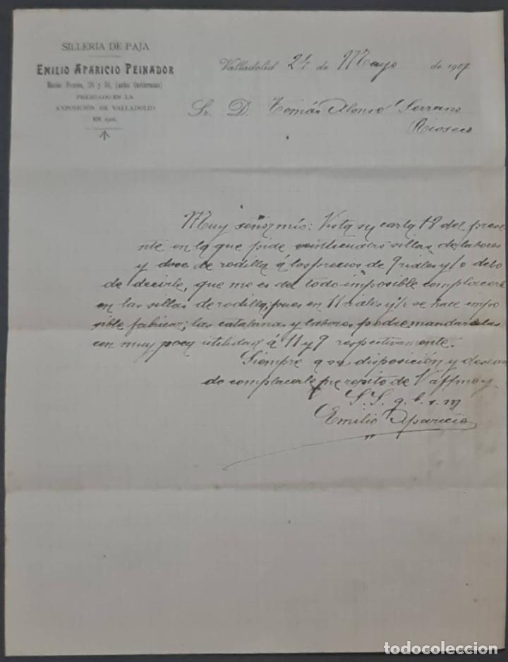 Commercial Letters: Emilio Aparicio Peinador. Siller&iacute;a de paja. Valladolid. Espa&ntilde;a 1907