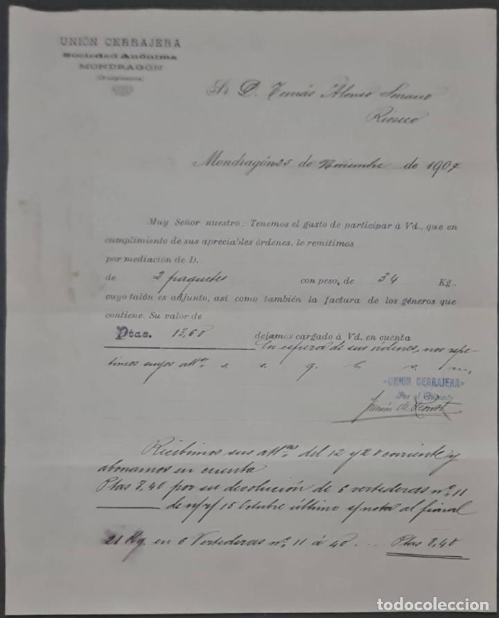 Commercial Letters: Uni&oacute;n Cerrajera S.A. Mondrag&oacute;n. Espa&ntilde;a 1907