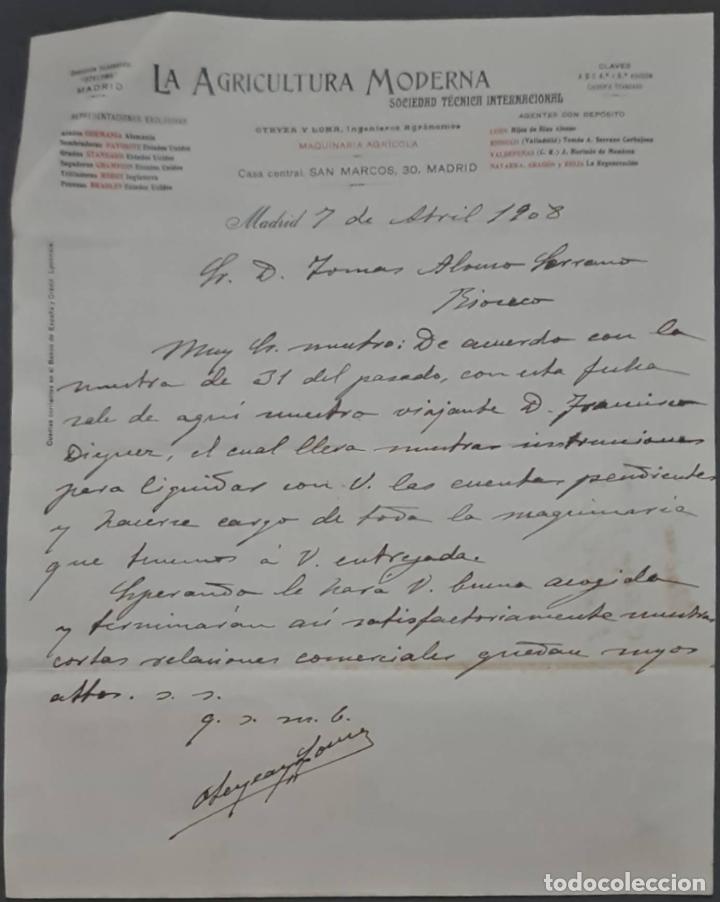 Commercial Letters: La Agricultura Moderna. Sociedad T&eacute;cnica Internacional. Madrid. Espa&ntilde;a 1908