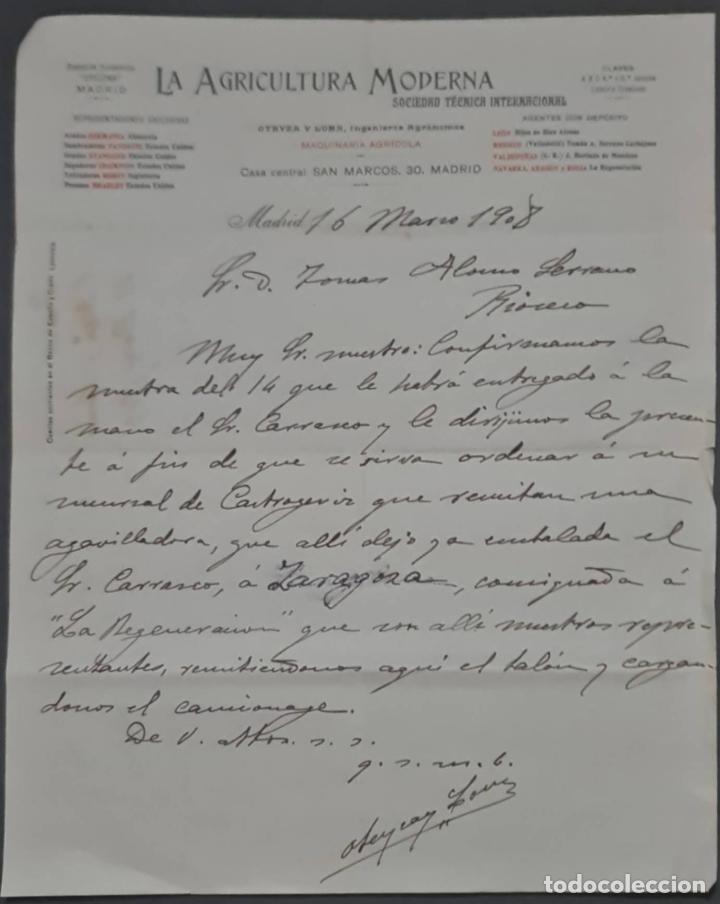 Commercial Letters: La Agricultura Moderna. Sociedad T&eacute;cnica Internacional. Madrid. Espa&ntilde;a 1908
