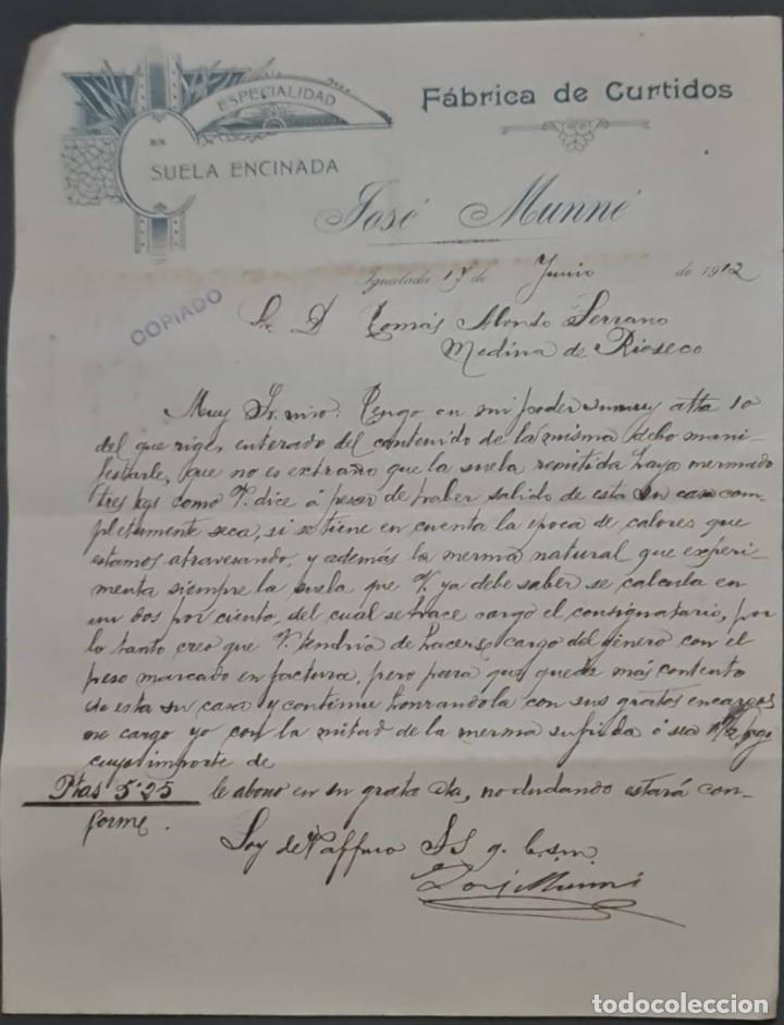 Commercial Letters: Jos&eacute; Munn&eacute;. F&aacute;brica de curtidos. Igualada. Espa&ntilde;a 1912