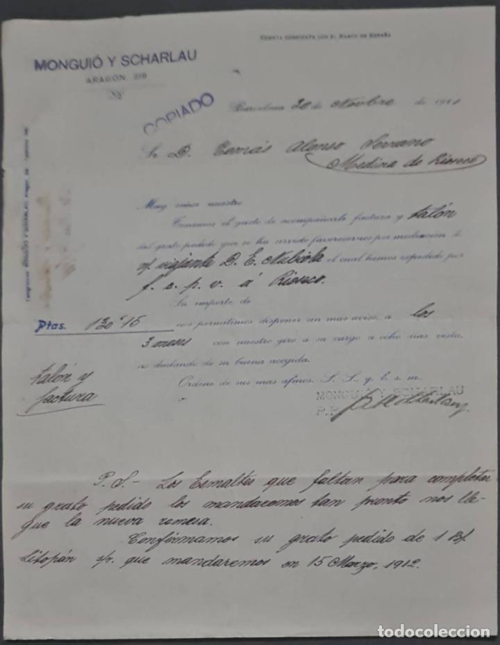 Commercial Letters: Mongui&oacute; y Scharlau. Barnices para litograf&iacute;a. Barcelona. Espa&ntilde;a 1911