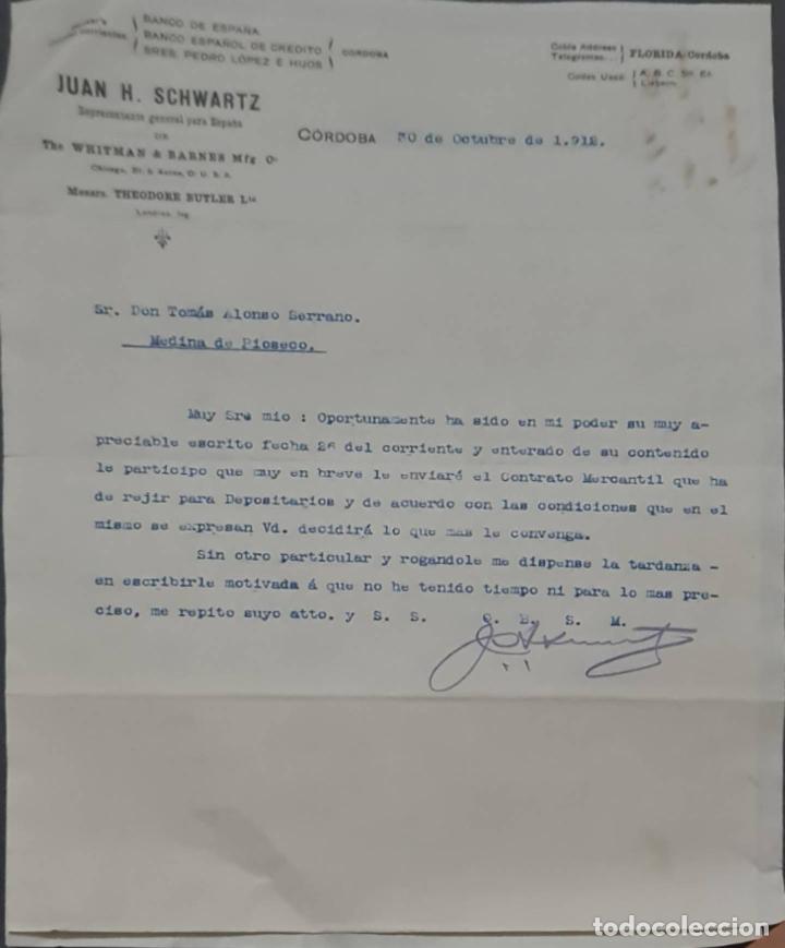 Commercial Letters: Juan H. Schwartz. M&aacute;quinas agr&iacute;colas y piezas de recambio. C&oacute;rdoba. Espa&ntilde;a 1912