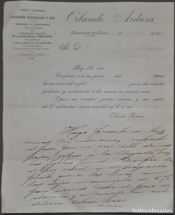 Cartas comerciales: Orlando Ardura. Almac&eacute;n de hierros. Herramientas y Ferreter&iacute;a. Le&oacute;n. Espa&ntilde;a 1911