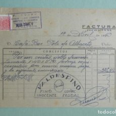 Cartas comerciales: ALBACETE FACTURA DE ANUNCIO EN CRISTAL AÑO 1949 CAFÉ BAR POLO - FISCAL Y MODELO ANUNCIO. Lote 281024248
