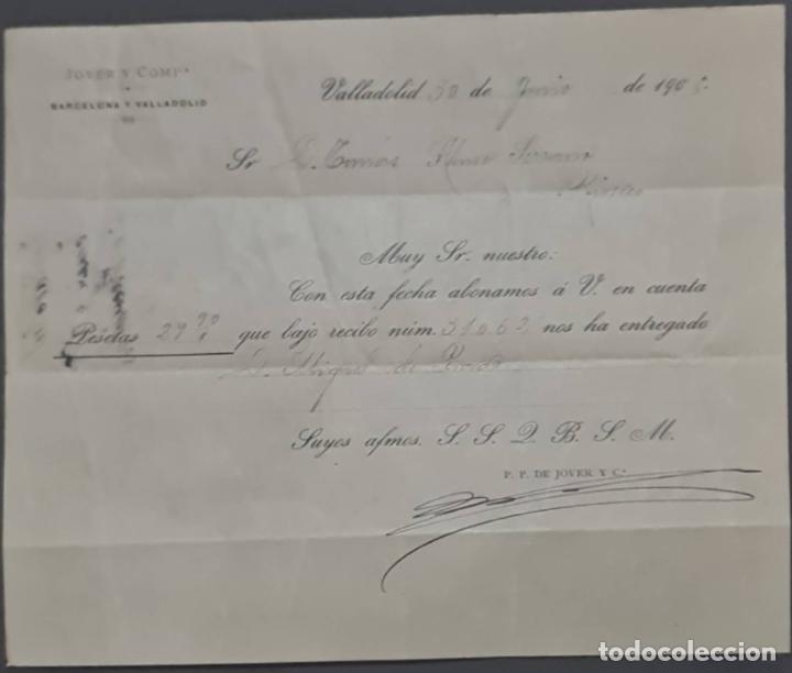Cartas comerciales: Jover y Comp. Valladolid. Espa&ntilde;a 1905 - Foto 1
