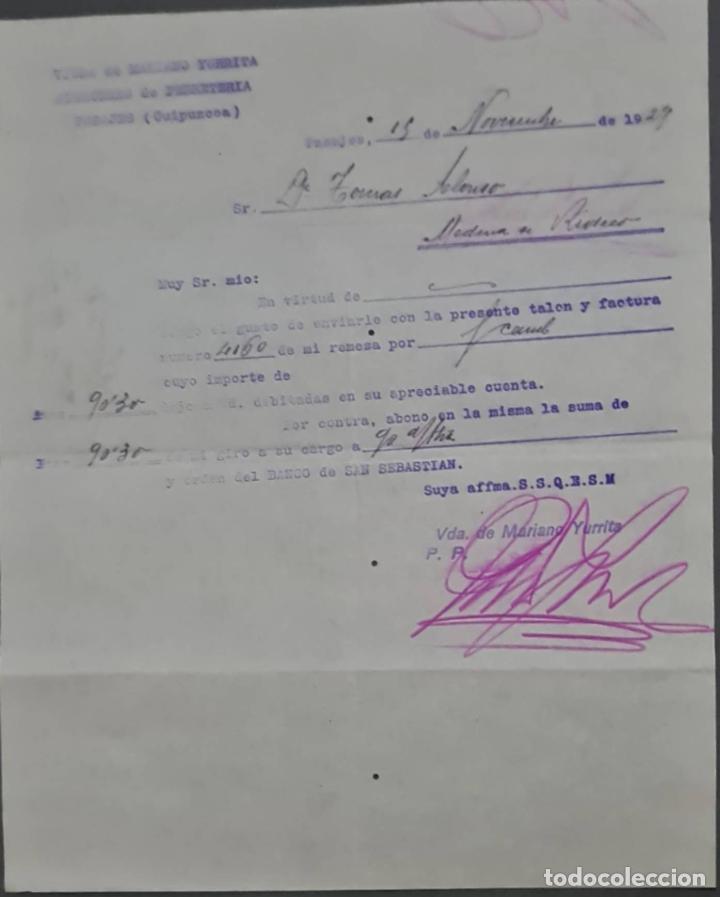Cartas comerciais: Viuda de Mariano Yurrita. Almacenes de Ferreter&iacute;a. Guip&uacute;zcoa. Espa&ntilde;a 1929