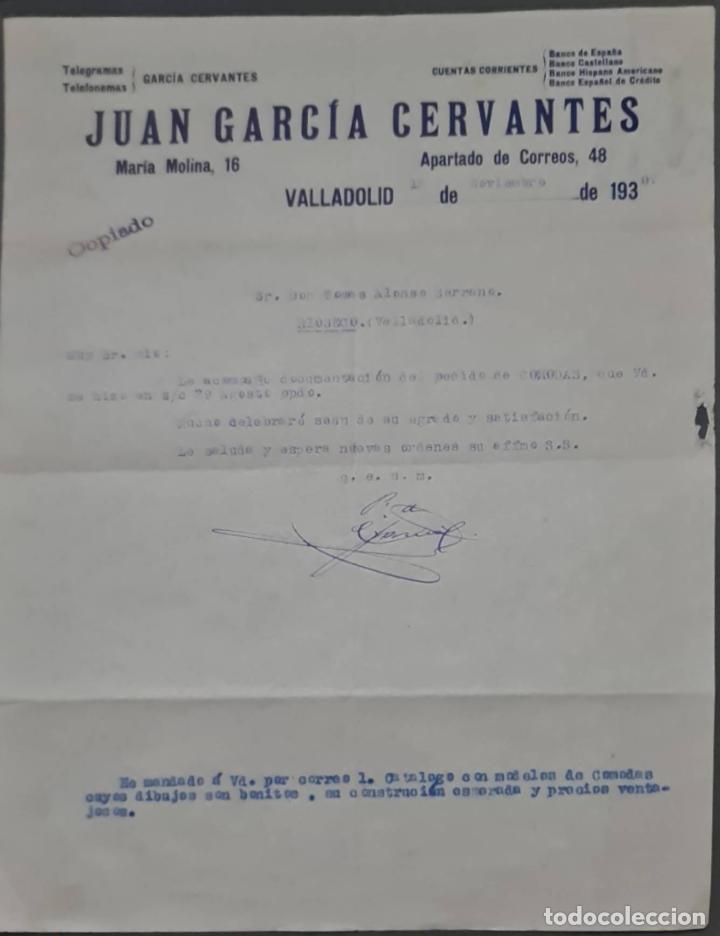 Cartas comerciais: Juan Garc&iacute;a Cervantes. Valladolid. Espa&ntilde;a 1930