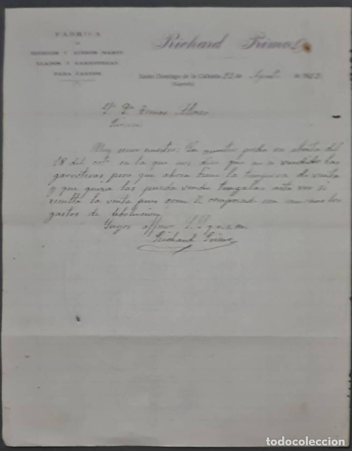 Cartas comerciais: Richard Primo. F&aacute;brica de hierros y aceros martillados. Sto. Domingo de la Calzada. Espa&ntilde;a 1922