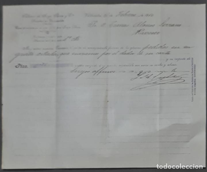 Cartas comerciais: Sobrinos de Jorge S&aacute;enz y C&ordf;. Almacenes por mayor de Quincalla y Ferreter&iacute;a. Valladolid. Espa&ntilde;a 1910