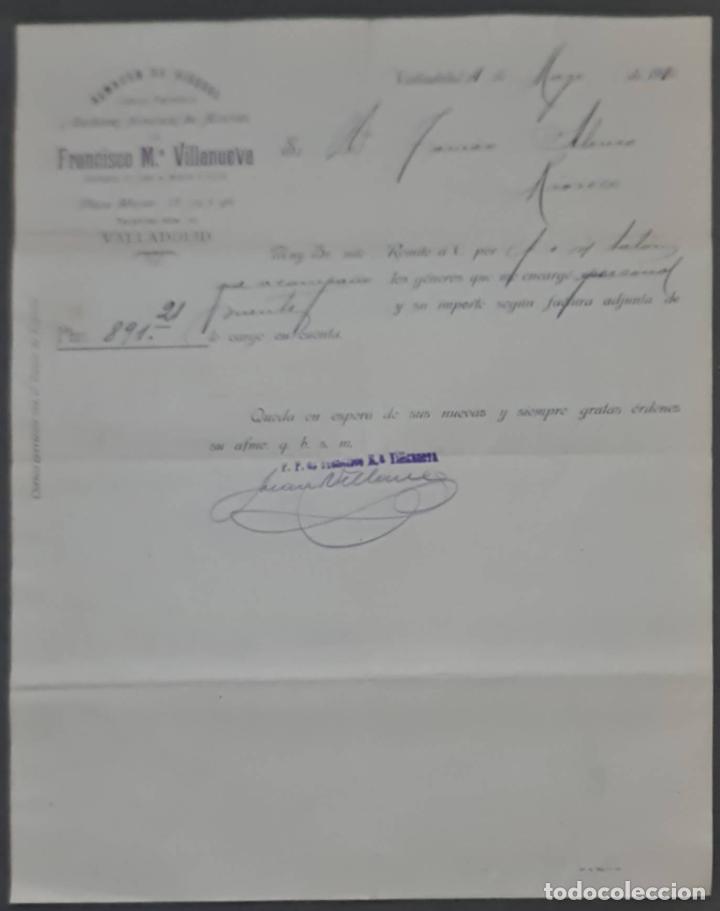 Cartas comerciais: Franc&iacute;sco M&ordf; Villanueva. Almac&eacute;n de hierros, cobres y Ferreter&iacute;a. Valladolid. Espa&ntilde;a 1910