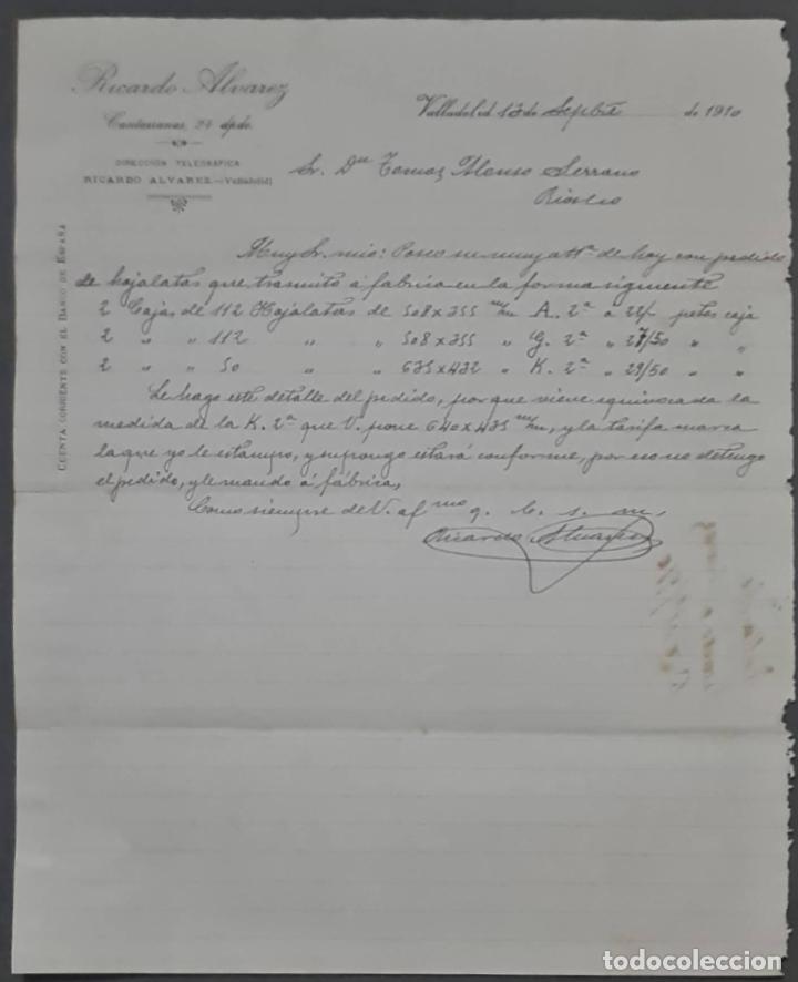 Cartas comerciais: Ricardo Alvarez. Valladolid. Espa&ntilde;a 1910