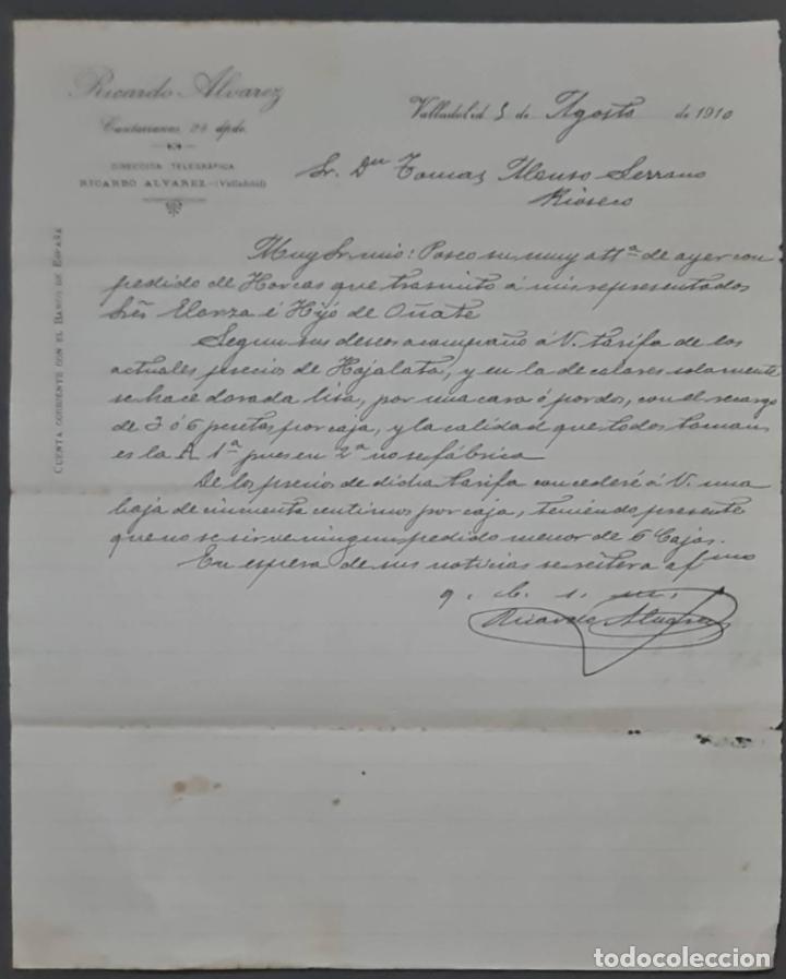 Cartas comerciais: Ricardo Alvarez. Valladolid. Espa&ntilde;a 1910