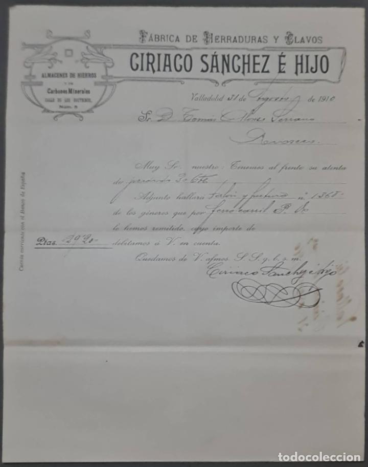 Cartas comerciais: Ciriaco S&aacute;nchez &eacute; Hijo. F&aacute;brica de herraduras y clavos. Valladolid. Espa&ntilde;a 1910