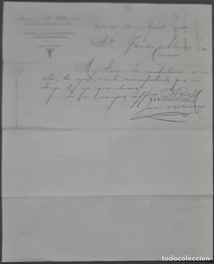 Cartas comerciais: Franc&iacute;sco M&ordf; Villanueva. Almac&eacute;n de hierros, cobres y Ferreter&iacute;a. Valladolid. Espa&ntilde;a 1910