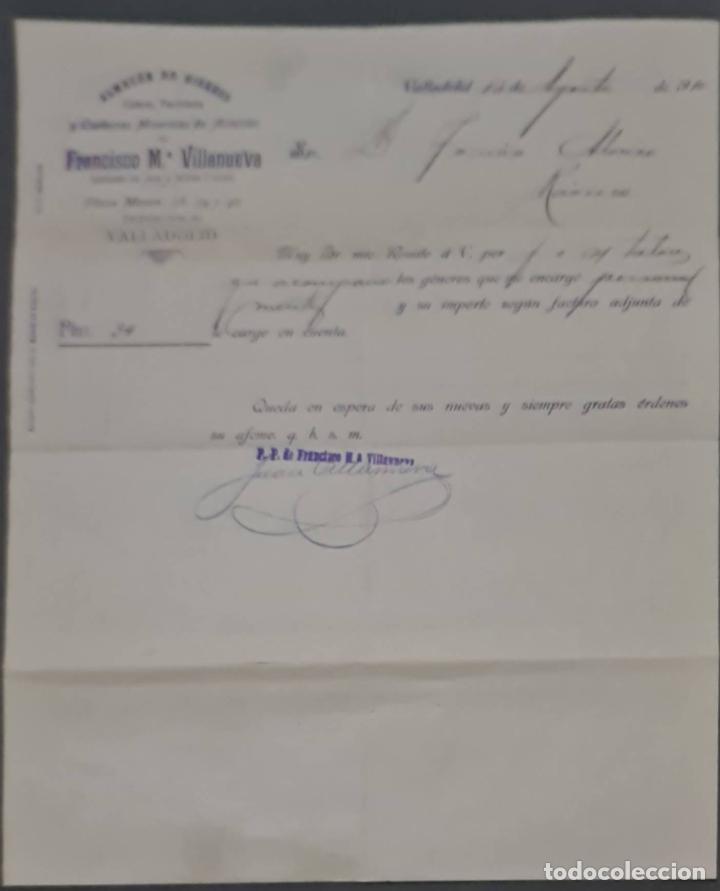 Cartas comerciais: Franc&iacute;sco M&ordf; Villanueva. Almac&eacute;n de hierros, cobres y Ferreter&iacute;a. Valladolid. Espa&ntilde;a 1910