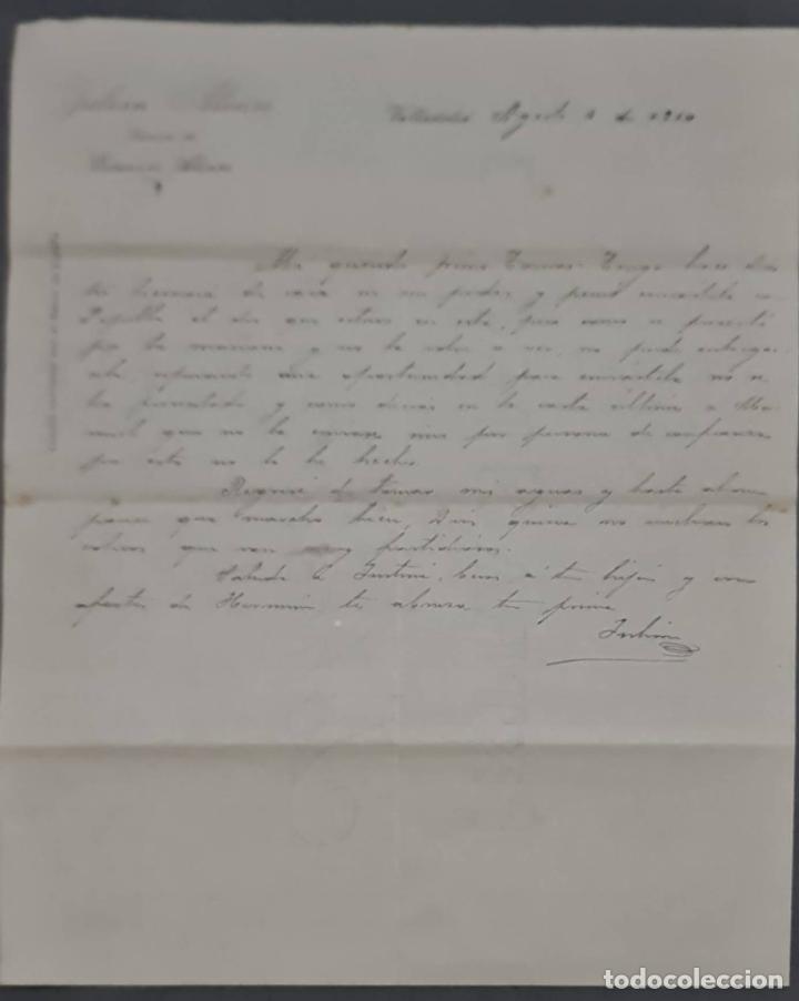 Cartas comerciais: Juli&aacute;n Alonso. Sucesor de Eduardo Alonso. Valladolid. Espa&ntilde;a 1910