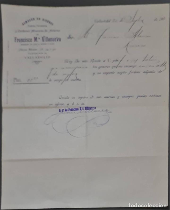 Cartas comerciais: Franc&iacute;sco M&ordf; Villanueva. Almac&eacute;n de hierros, cobres y Ferreter&iacute;a. Valladolid. Espa&ntilde;a 1910