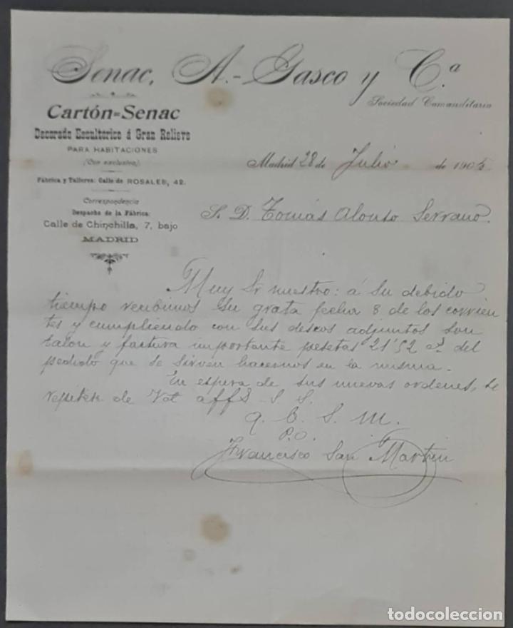 Cartas comerciais: Senac, A. Gasco y C&ordf;. Cart&oacute;n-Senac. Madrid. Espa&ntilde;a 1905