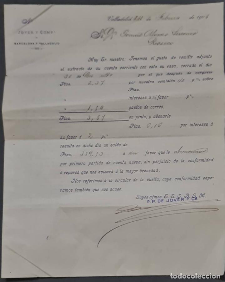 Cartas comerciales: Jover y Comp. Valladolid. Espa&ntilde;a 1908 - Foto 1