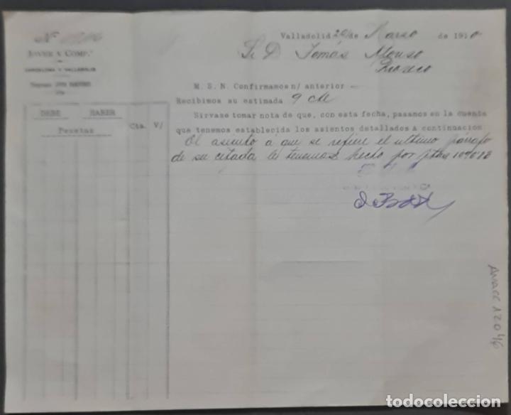 Cartas comerciales: Jover y Comp. Valladolid. Espa&ntilde;a 1910 - Foto 1