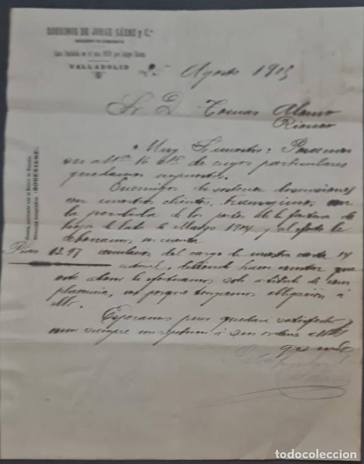 Cartas comerciais: Sobrinos de Jorge S&aacute;enz y C&ordf;. Almacenes por mayor de Quincalla y Ferreter&iacute;a. Valladolid. Espa&ntilde;a 1905
