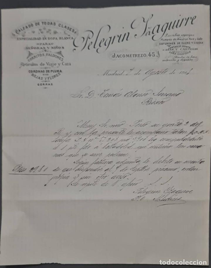 Cartas comerciais: Pelegr&iacute;n Izaguirre. Sucesor de Franc&iacute;sco Igual. Especialidad en ropa y calzado. Madrid. Espa&ntilde;a 1905