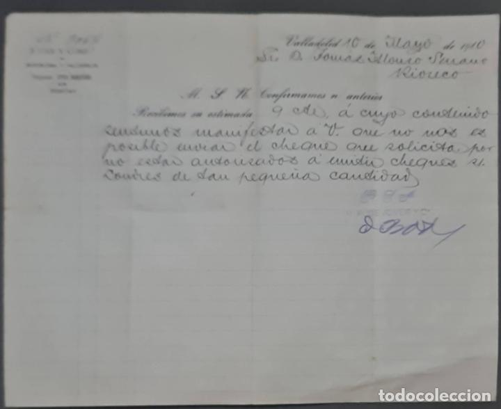 Cartas comerciales: Jover y Comp. Valladolid. Espa&ntilde;a 1910 - Foto 1