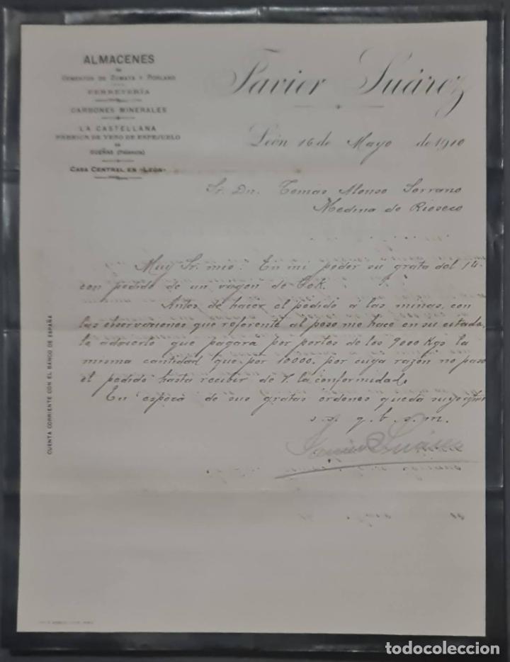 Cartas comerciais: Javier Su&aacute;rez. Almacenes de cemento de Zumaya y Portland. Le&oacute;n. Espa&ntilde;a 1910