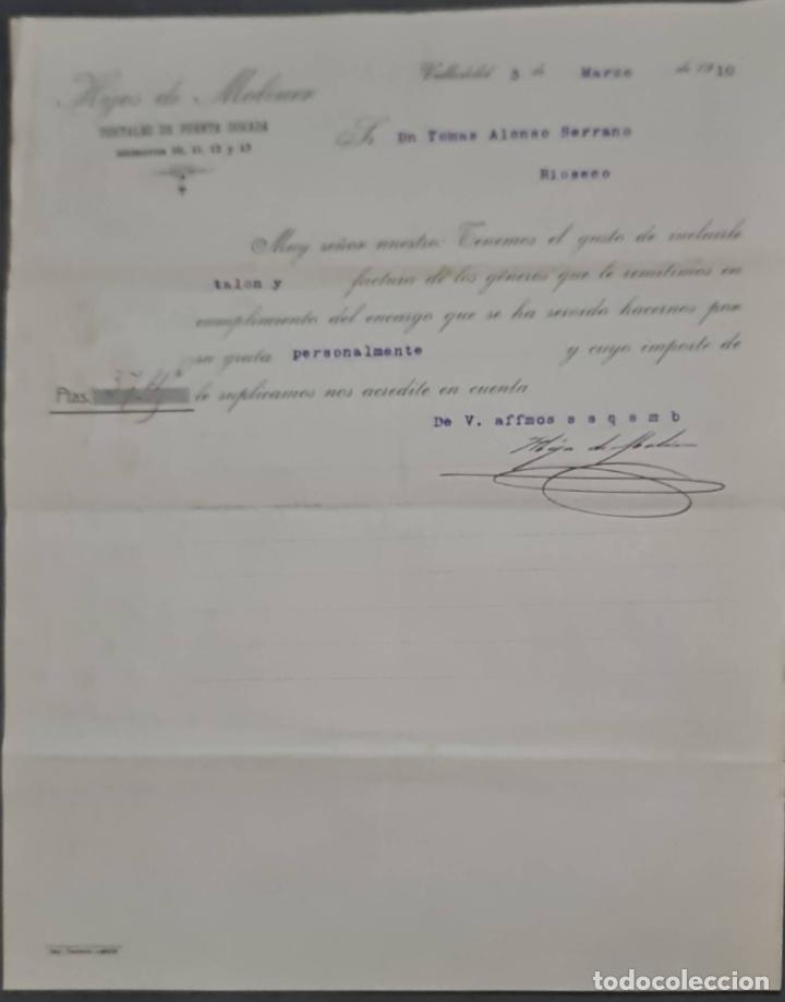 Cartas comerciais: Hijos de Moliner. Almac&eacute;n de quincalla, loza y cristal. Valladolid. Espa&ntilde;a 1910
