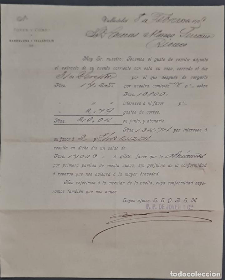 Cartas comerciales: Jover y Comp. Valladolid. Espa&ntilde;a 1905 - Foto 1