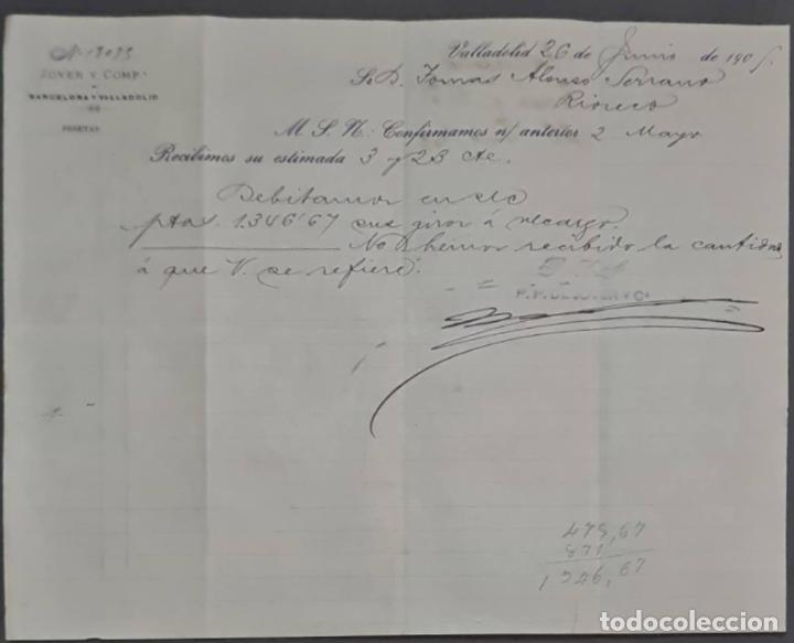 Cartas comerciales: Jover y Comp. Valladolid. Espa&ntilde;a 1905 - Foto 1