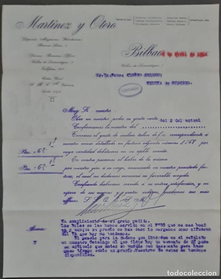 Cartas comerciais: Martinez y Otero. Bilbao. Espa&ntilde;a 1914