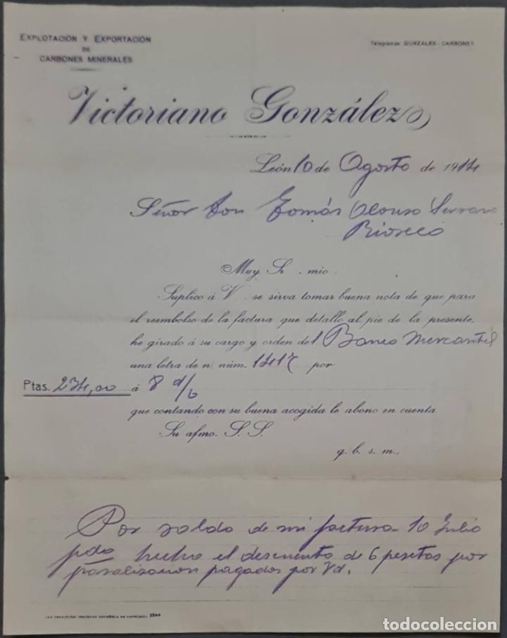 Cartas comerciais: Victoriano Gonz&aacute;lez. Explotaci&oacute;n y Exportaci&oacute;n de carbones minerales. Le&oacute;n. Espa&ntilde;a 1914