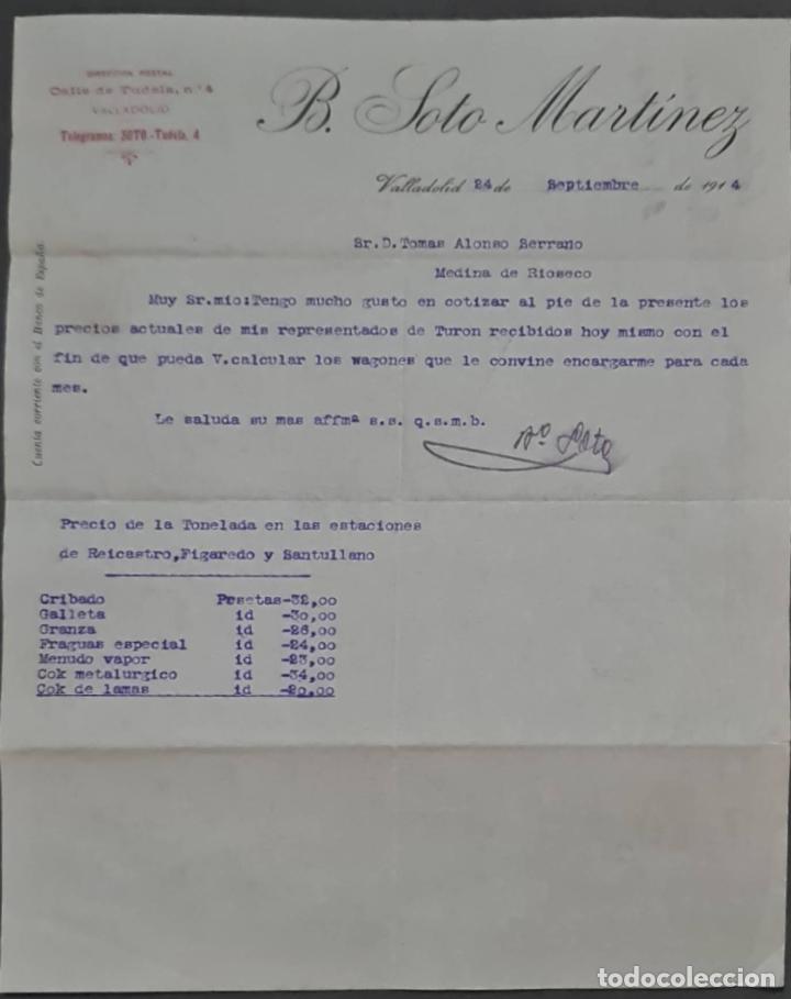 Cartas comerciais: B. Soto Mart&iacute;nez. Valladolid. Espa&ntilde;a 1914