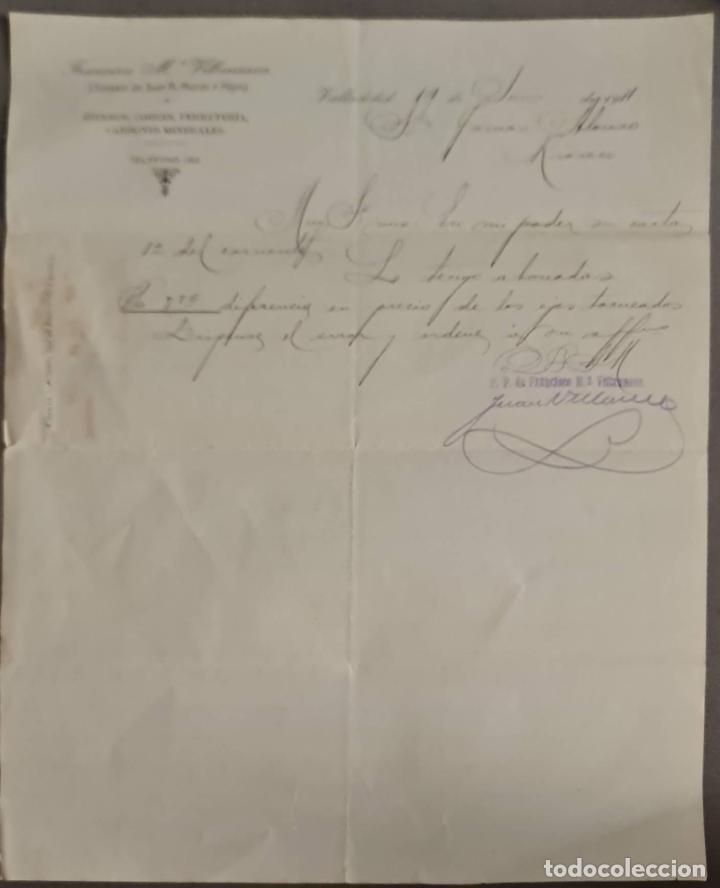 Cartas comerciais: Franc&iacute;sco M&ordf; Villanueva. Almac&eacute;n de hierros, cobres y Ferreter&iacute;a. Valladolid. Espa&ntilde;a 1911