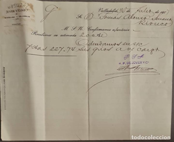 Cartas comerciales: Jover y Comp. Valladolid. Espa&ntilde;a 1907 - Foto 1