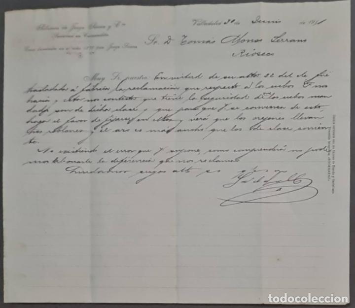 Cartas comerciais: Sobrinos de Jorge S&aacute;enz y C&ordf;. Almacenes por mayor de Quincalla y Ferreter&iacute;a. Valladolid. Espa&ntilde;a 1911