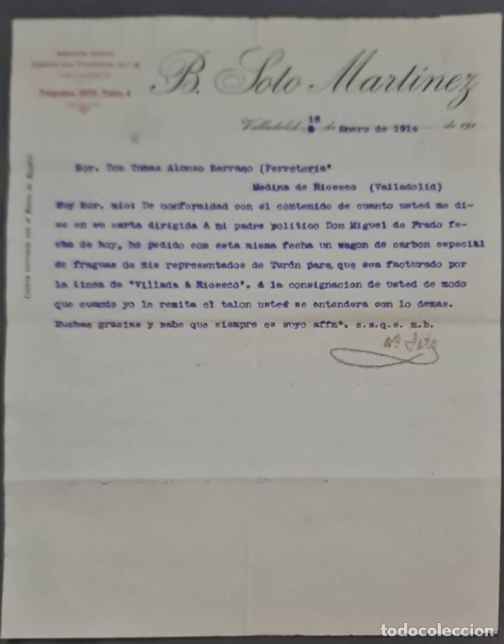 Cartas comerciais: B. Soto Mart&iacute;nez. Valladolid. Espa&ntilde;a 1914