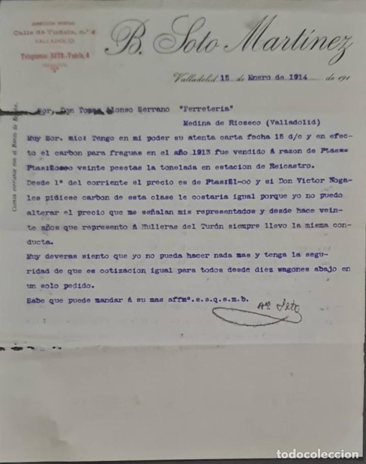 Cartas comerciais: B. Soto Mart&iacute;nez. Valladolid. Espa&ntilde;a 1914